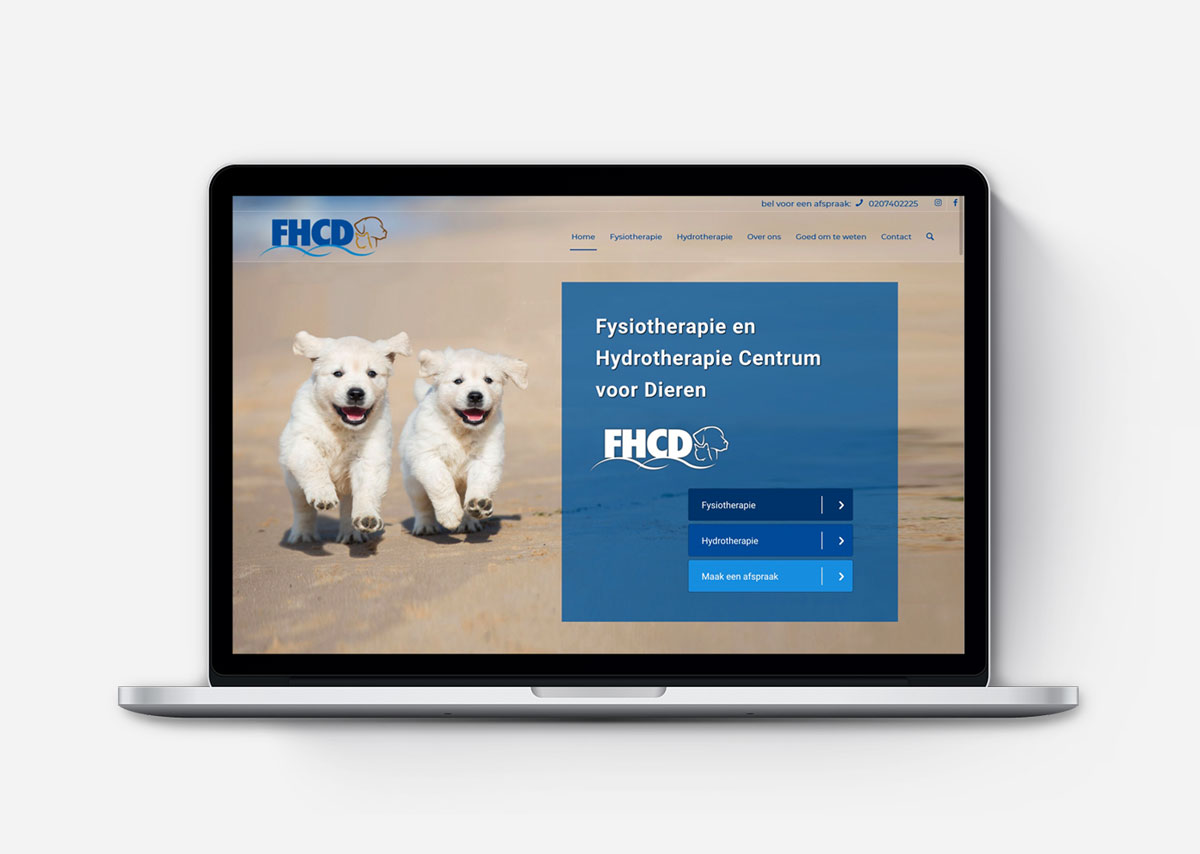 Webdesign responsive wordpress website voor fysiotherapie voor dieren fhcd