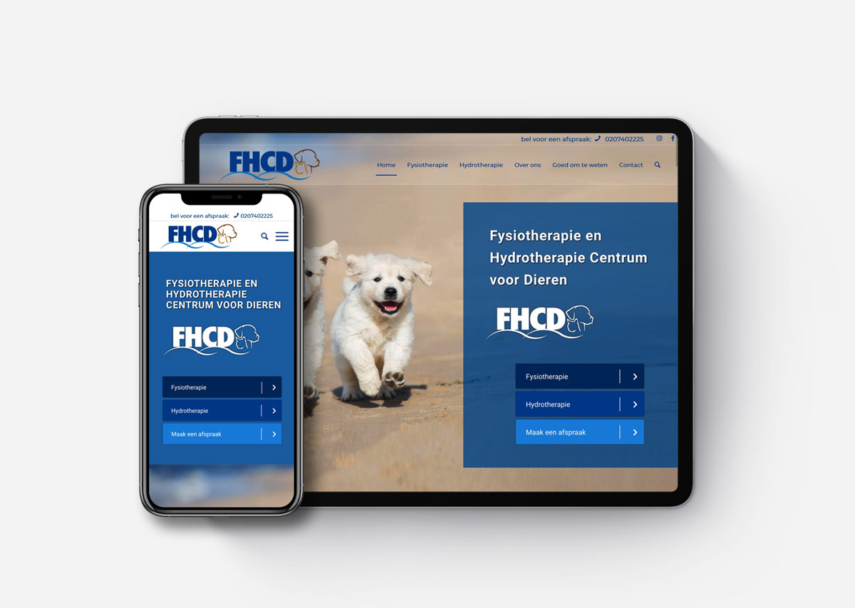 Webdesign responsive wordpress website voor FHCD Fysiotherapie & Hydrotherapie Centrum voor Dieren